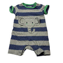 Load image into Gallery viewer, Boys Sprout, striped cotton romper, elephant, GUC, size 00,  