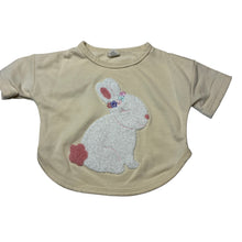 Load image into Gallery viewer, Girls WITH LOVE FOR KIDS, cream short sleeve top, rabbit, EUC, size 1,  