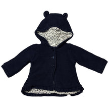 Load image into Gallery viewer, Unisex Target, navy knitted cotton hooded cardigan, wash fade, FUC, size 00,  