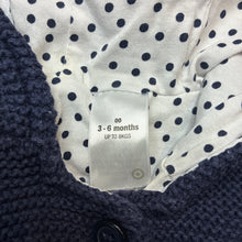 Load image into Gallery viewer, Unisex Target, navy knitted cotton hooded cardigan, wash fade, FUC, size 00,  