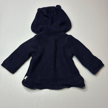 Load image into Gallery viewer, Unisex Target, navy knitted cotton hooded cardigan, wash fade, FUC, size 00,  