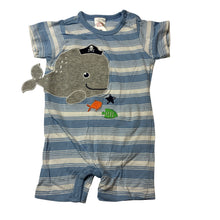 Load image into Gallery viewer, Boys Ollies Place, lightweight cotton romper, whale, EUC, size 00,  