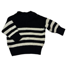 Load image into Gallery viewer, Unisex Baby Berry, black &amp; white chunky knit cotton sweater / jumper, GUC, size 000,  