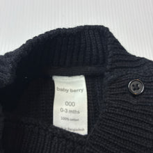 Load image into Gallery viewer, Unisex Baby Berry, black &amp; white chunky knit cotton sweater / jumper, GUC, size 000,  