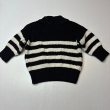 Load image into Gallery viewer, Unisex Baby Berry, black &amp; white chunky knit cotton sweater / jumper, GUC, size 000,  