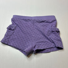 Load image into Gallery viewer, Girls Target, purple cotton shorts, elasticated, GUC, size 0,  