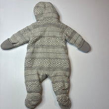 Load image into Gallery viewer, Unisex Maaa, thick fleece lined knitted cotton zip pram suit / romper, GUC, size 6 months,  