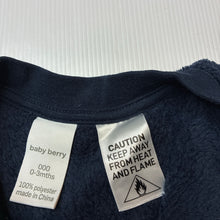 Load image into Gallery viewer, Boys Baby Berry, navy fleece zip coverall / romper, EUC, size 000,  
