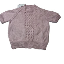 Load image into Gallery viewer, Girls hand made, knitted short sleeve sweater, NEW, size 1,  