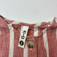 Load image into Gallery viewer, Girls KID, striped linen / viscose summer dress, GUC, size 2, L: 48cm