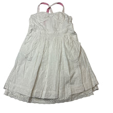 Load image into Gallery viewer, Girls Cherokee, lined broderie cotton summer dress, marks back hem, FUC, size 7-8, L: 65cm