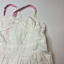 Load image into Gallery viewer, Girls Cherokee, lined broderie cotton summer dress, marks back hem, FUC, size 7-8, L: 65cm