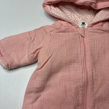Load image into Gallery viewer, Girls Dymples, wadded cotton zip coverall / romper, GUC, size 000,  