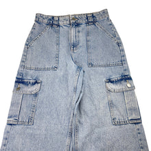 Load image into Gallery viewer, Unisex Target, blue denim cargo jeans, adjustable, Inside leg: 69cm, GUC, size 14,  