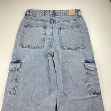 Load image into Gallery viewer, Unisex Target, blue denim cargo jeans, adjustable, Inside leg: 69cm, GUC, size 14,  