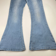 Load image into Gallery viewer, Girls Breakers, flared stretch denim jeans, adjustable, Inside leg: 70cm, marks back right hem, FUC, size 14,  