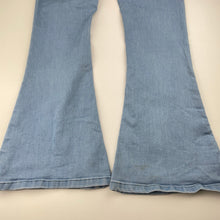 Load image into Gallery viewer, Girls Breakers, flared stretch denim jeans, adjustable, Inside leg: 70cm, marks back right hem, FUC, size 14,  