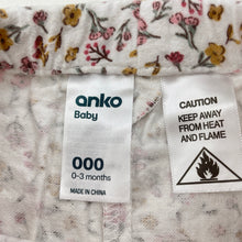 Load image into Gallery viewer, Girls Anko, floral flannel cotton pyjama pants / bottoms, GUC, size 000,  