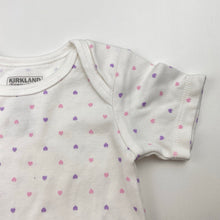Load image into Gallery viewer, Girls KIRKLAND, cotton bodysuit / romper, hearts, EUC, size 0,  