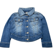 Load image into Gallery viewer, Girls H&amp;T, blue stretch denim jacket, FUC, size 3,  