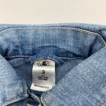 Load image into Gallery viewer, Girls H&amp;T, blue stretch denim jacket, FUC, size 3,  