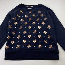 Load image into Gallery viewer, Girls Ghanda, navy fleece lined sweater / jumper, sequins, EUC, size 7-8,  