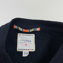 Load image into Gallery viewer, Girls Ghanda, navy fleece lined sweater / jumper, sequins, EUC, size 7-8,  