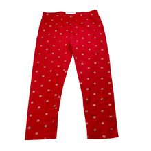 Load image into Gallery viewer, Girls Mango, red &amp; gold glitter cropped leggings, Inside leg: 36cm, GUC, size 7,  