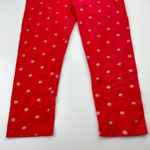 Load image into Gallery viewer, Girls Mango, red &amp; gold glitter cropped leggings, Inside leg: 36cm, GUC, size 7,  
