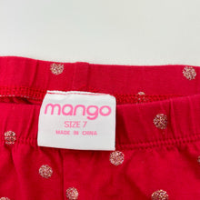 Load image into Gallery viewer, Girls Mango, red &amp; gold glitter cropped leggings, Inside leg: 36cm, GUC, size 7,  