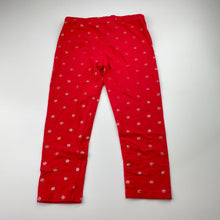 Load image into Gallery viewer, Girls Mango, red &amp; gold glitter cropped leggings, Inside leg: 36cm, GUC, size 7,  