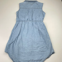 Load image into Gallery viewer, Girls Anko, chambray cotton casual dress, GUC, size 10, L: 66cm at front