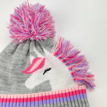 Load image into Gallery viewer, Girls Anko, knitted hat / beanie, unicorn, GUC, size 1-3,  