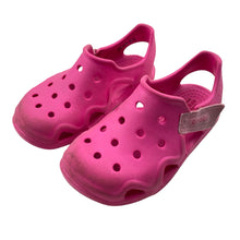 Load image into Gallery viewer, Shoes Crocs, pink croc sandals, scuffs on toes, mark on strap, FUC, size 10,  