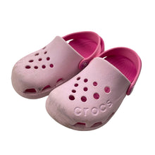 Load image into Gallery viewer, Shoes Crocs, pink clogs, scuffs on toes, FUC, size 9,  