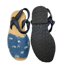 Load image into Gallery viewer, Shoes Angelitos, leather &amp; denim sandals, Made in Spain, EU 34, EUC, size 2,  