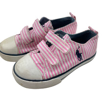 Load image into Gallery viewer, Shoes POLO RALPH LAUREN, striped canvas shoes, US 9, EU 25.5, marks on toes, FUC, size 8.5,  