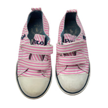 Load image into Gallery viewer, Shoes POLO RALPH LAUREN, striped canvas shoes, US 9, EU 25.5, marks on toes, FUC, size 8.5,  