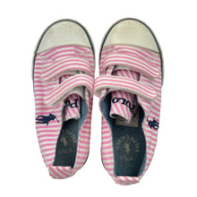 Load image into Gallery viewer, Shoes POLO RALPH LAUREN, striped canvas shoes, US 9, EU 25.5, marks on toes, FUC, size 8.5,  