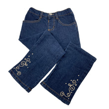 Load image into Gallery viewer, Girls Gymboree, embroidered stretch denim jeans, elasticated, Inside leg: 44.5cm, EUC, size 5,  