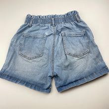 Load image into Gallery viewer, Girls 1964 Denim Co, blue stretch denim shorts, elasticated, FUC, size 12,  