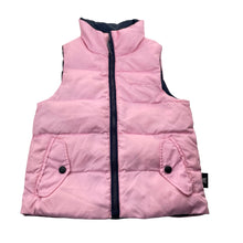 Load image into Gallery viewer, Girls Minnex, reversible pink/navy down/feather filled vest, armpit to armpit: 34cm, GUC, size 3-5,  