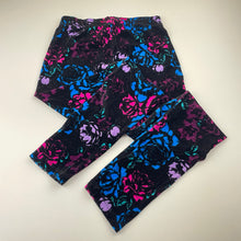 Load image into Gallery viewer, Girls Mango, floral velvet leggings, Inside leg: 59cm, EUC, size 10,  