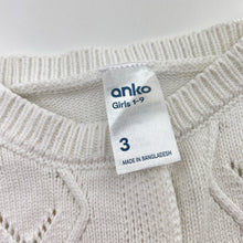 Load image into Gallery viewer, Girls Anko, white cotton knitted cardigan, GUC, size 3,  