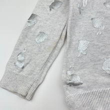Load image into Gallery viewer, Girls H&amp;T, knitted cotton sweater / jumper, metallic rabbits, FUC, size 5,  
