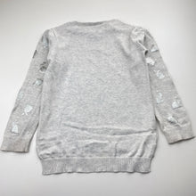 Load image into Gallery viewer, Girls H&amp;T, knitted cotton sweater / jumper, metallic rabbits, FUC, size 5,  