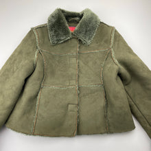Load image into Gallery viewer, Girls PALAZZI GIRLS, khaki fleece lined faux suede jacket, EUC, size 8,  