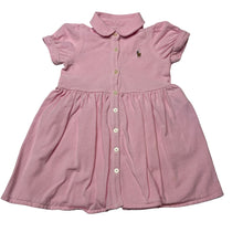 Load image into Gallery viewer, Girls Ralph Lauren, pink cotton polo dress, light marks, FUC, size 12 months, L: 40cm