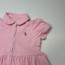 Load image into Gallery viewer, Girls Ralph Lauren, pink cotton polo dress, light marks, FUC, size 12 months, L: 40cm
