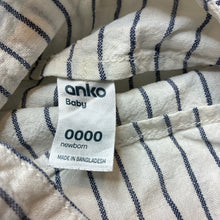 Load image into Gallery viewer, Boys Anko, striped linen / cotton overalls / shortalls, EUC, size 0000,  